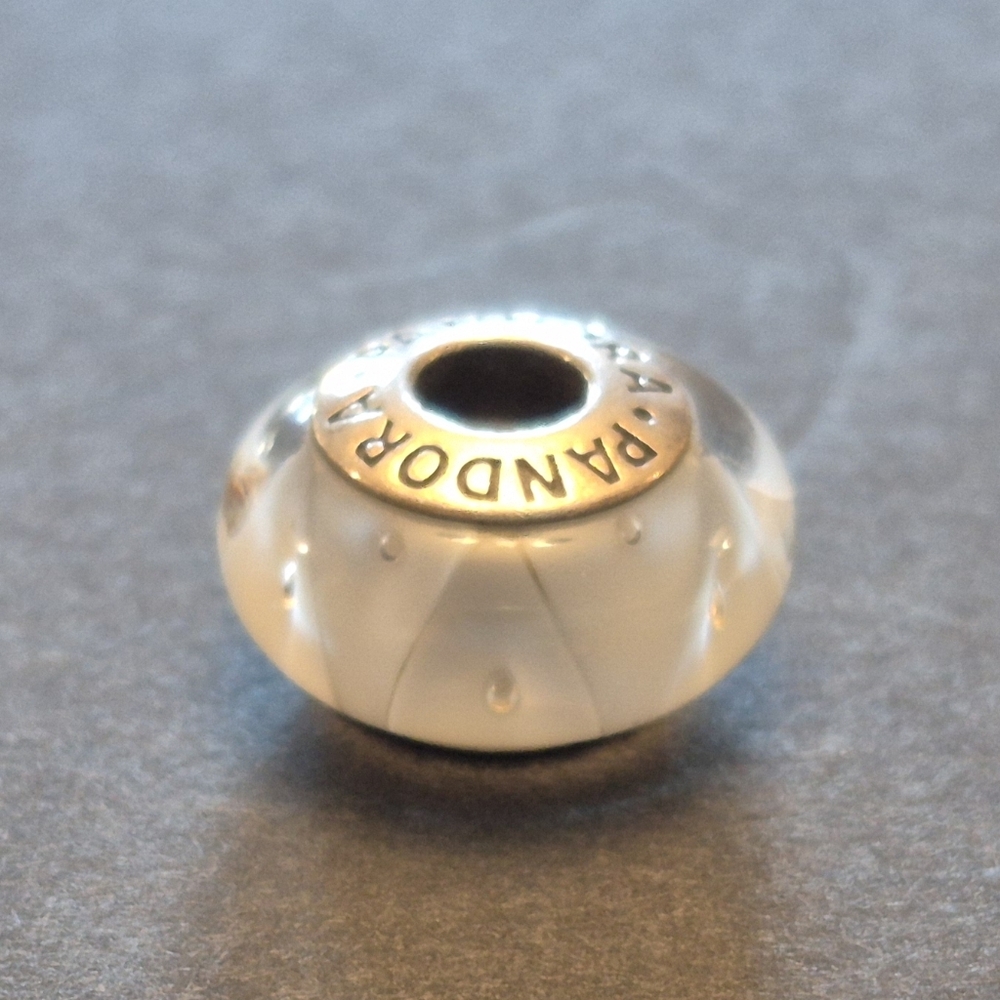 Pandora White Looking Glass Murano Charm